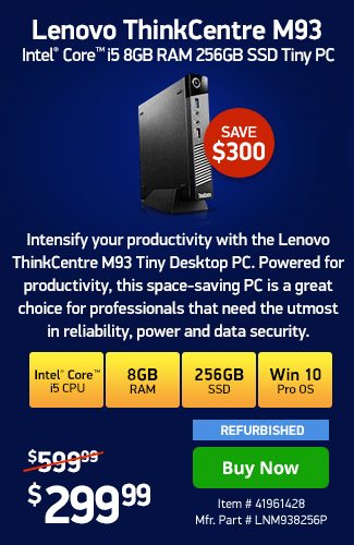 Lenovo ThinkCentre M93 Tiny i5-4570T 2.90GHz 8GB | 41961428 | Shop Now