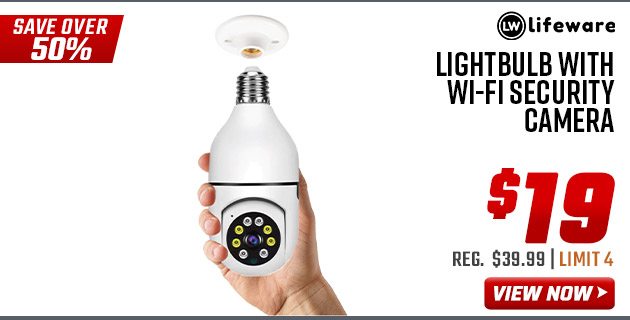 Lifeware Lightbulb with Wi-Fi Security Camera