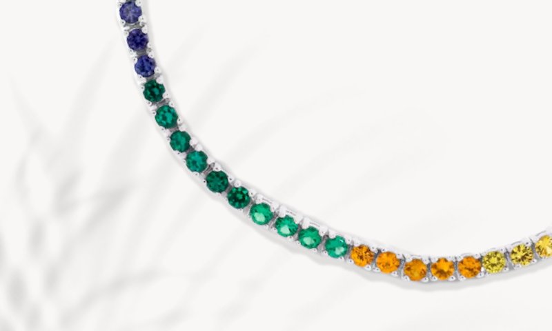 Lab-Created Gemstone Rainbow Bracelet Sterling Silver