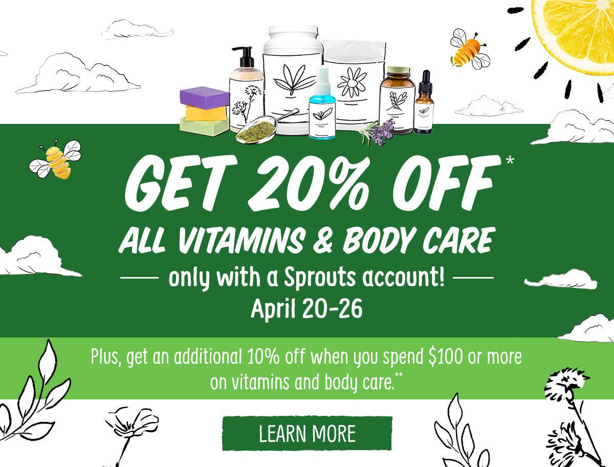 Get 20% Off All Vitamins and Body Care