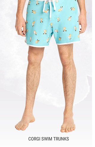 Corgi Print Swim Trunks