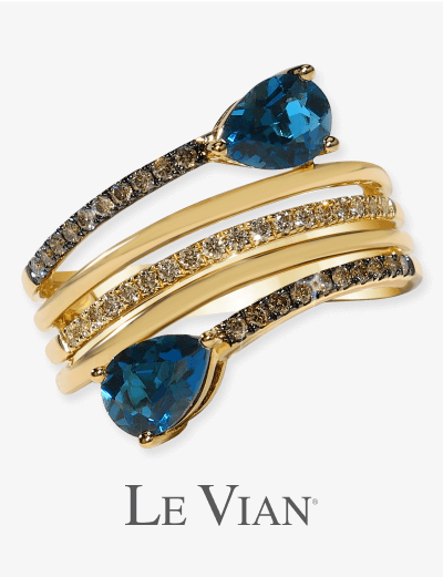 Le Vian Good Karma Pear-Shaped Blue Topaz Ring 1/4 ct tw Diamonds 14K Honey Gold