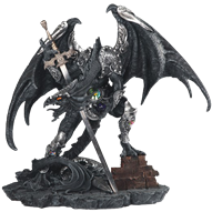 Armoured Black Dragon Knight Statue