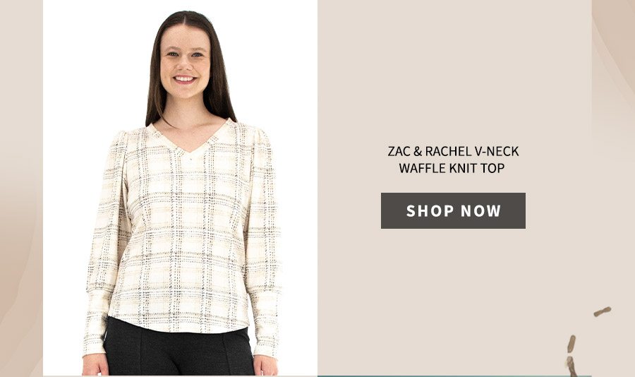 Zac & Rachel V-neck Waffle Knit Top 