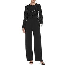 Sequin Fringe Long Sleeve Jumpsuit