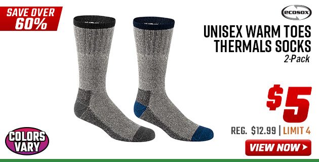 EcoSox Unisex Warm Toes Thermals Socks 