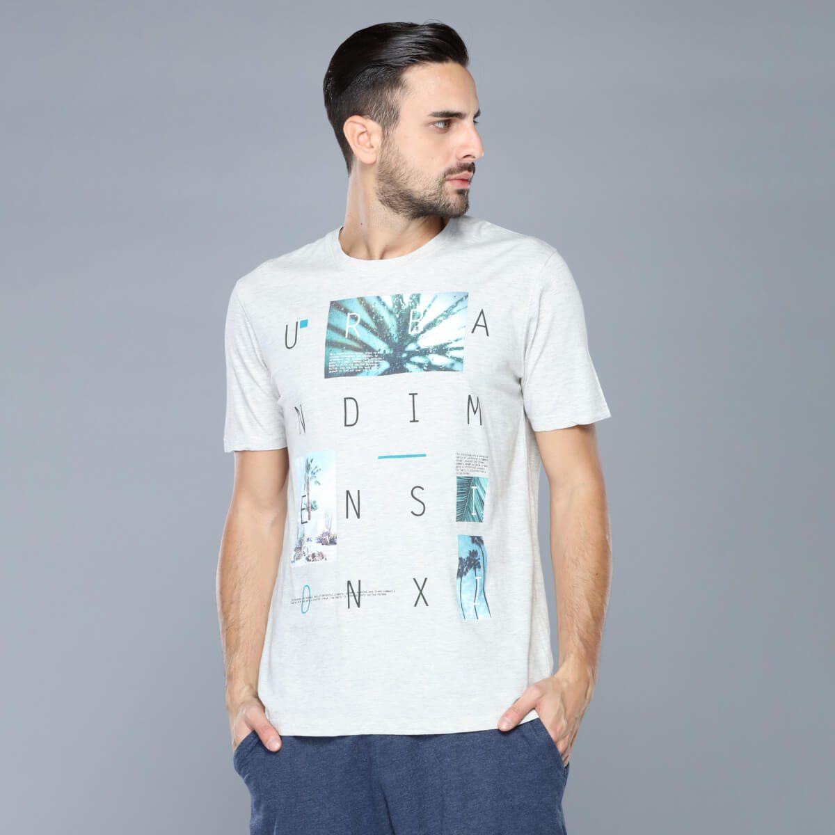 Printed Short Sleeves T-Shirt with Round Neck