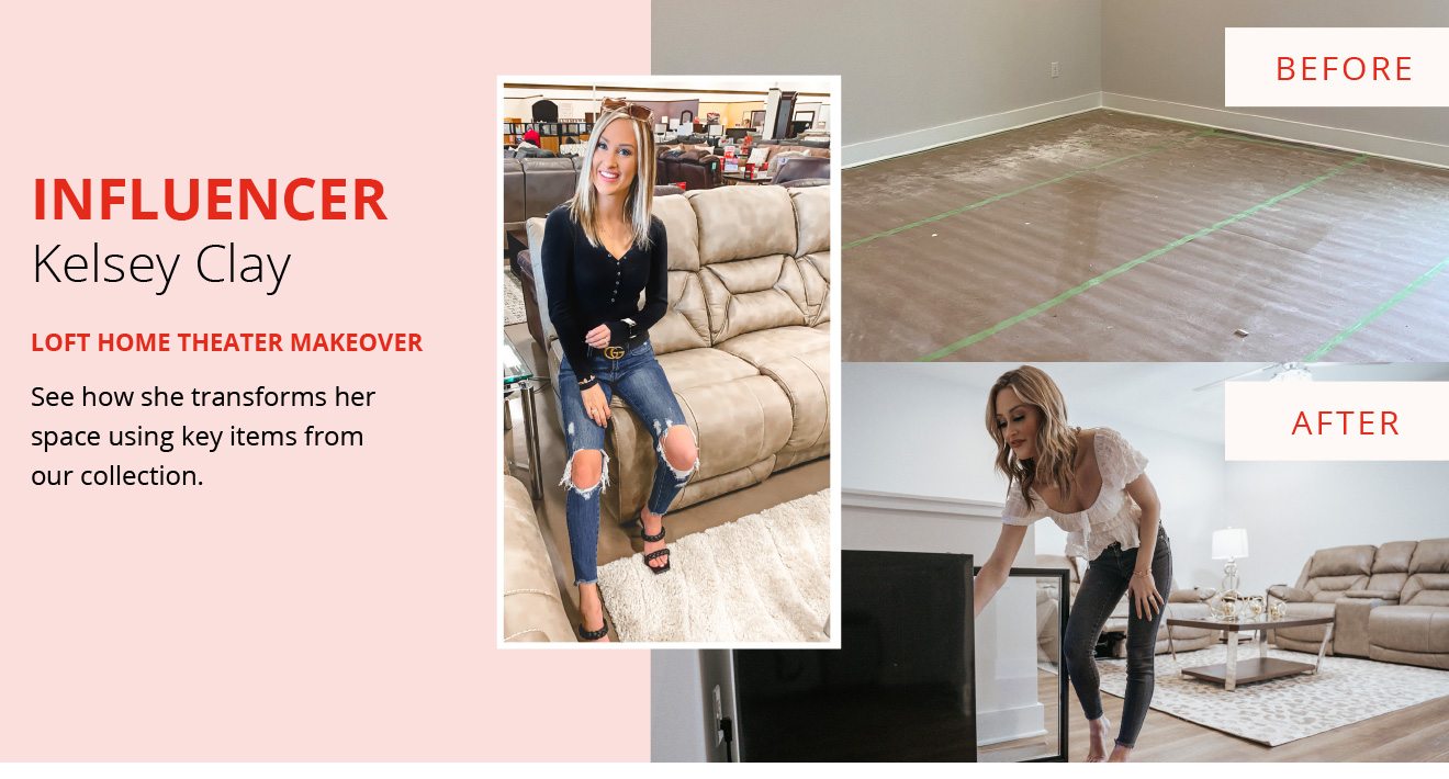 INFLUENCER Kelsey Clay | LOFT HOME THEATER MAKEOVER | See how she transforms her space using key items from our collection.