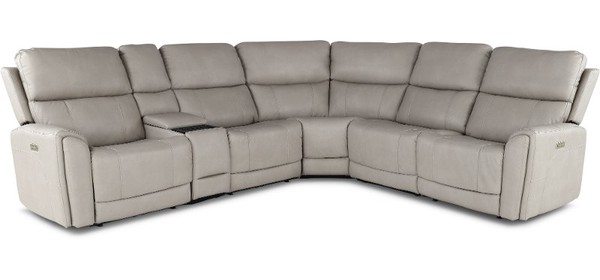 Damon Capriccio Dove 6-Piece Power Reclining Sectional with Wireless Charging