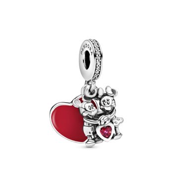 Disney Mickey Minnie and heart silver dangle