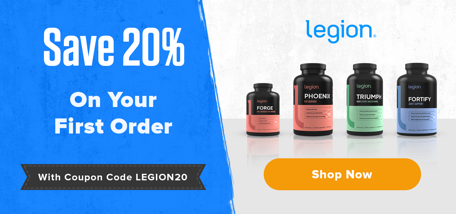 legion athletics save 20% on supplements
