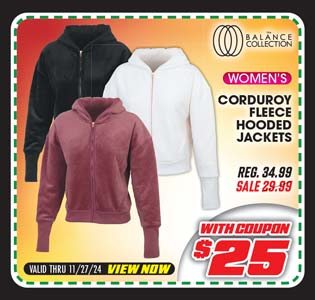 Balance Women's Corduroy Fleece Hooded Jacket