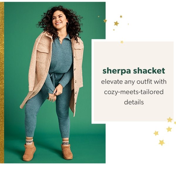 Sherpa shacket. Elevate any outfit with cozy-meets-tailored details.