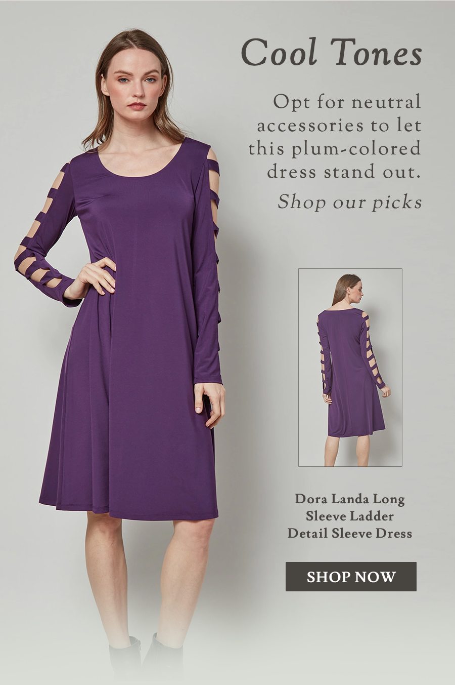 Dora Landa Long Sleeve Ladder Detail Sleeve Dress 