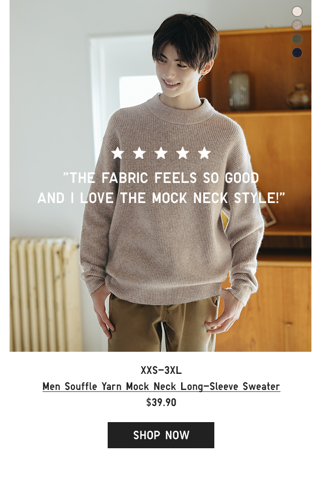 MEN SOUFFLE YARN MOCK LONG-SLEEVE SWEATER