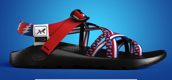 Red white discount and blue chacos