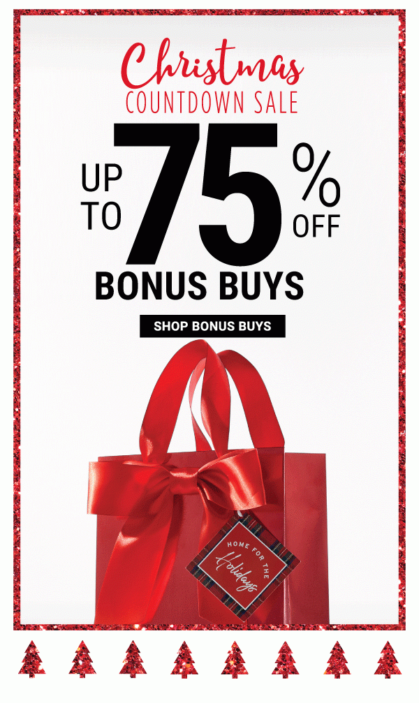 Christmas Countdown Sale - Up to 75% off Bonus Buys - Shop Bonus Buys