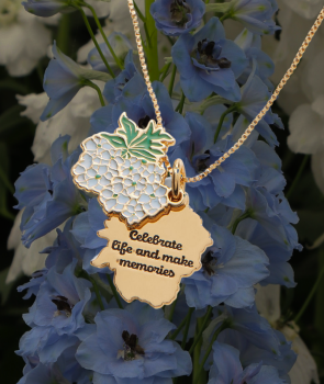 Delphinium Flower Mantra Charm Necklace | SHOP NOW