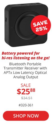 Bluetooth Portable Transmitter Receiver with APTx Low Latency Optical Analog Output