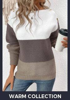 Dark Coffee Patchwork Long Sleeve Round Neck Sweater