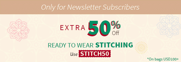 Extra 50% off on ready to wear Stitching Use Stitch50 on bags USD100+. Shop!