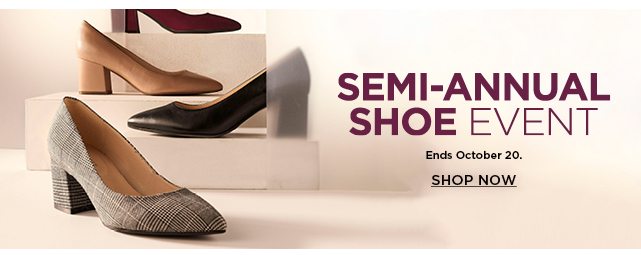 semi annual shoe event. shop now.