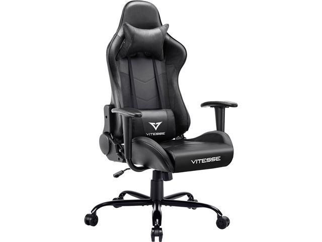 Vitesse High Back Racing Style Gaming Chair w/ Carbon Fiber Design, Swivel, Lumbar Support and Headrest, Black