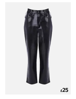 Womens Black Plain Vinyl Trousers