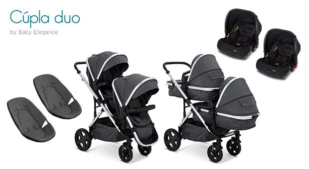 Baby Elegance Cupla Duo Twin Travel System & Two Car Seats Bundle