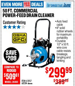 View 50 ft. Commercial Power-Feed Drain Cleaner with GFCI