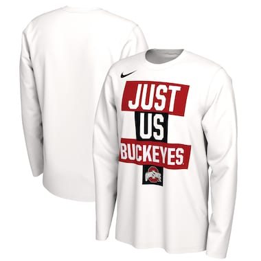 Ohio State Buckeyes Nike 2021 Postseason Basketball JUST US Bench Legend Long Sleeve T-Shirt - White