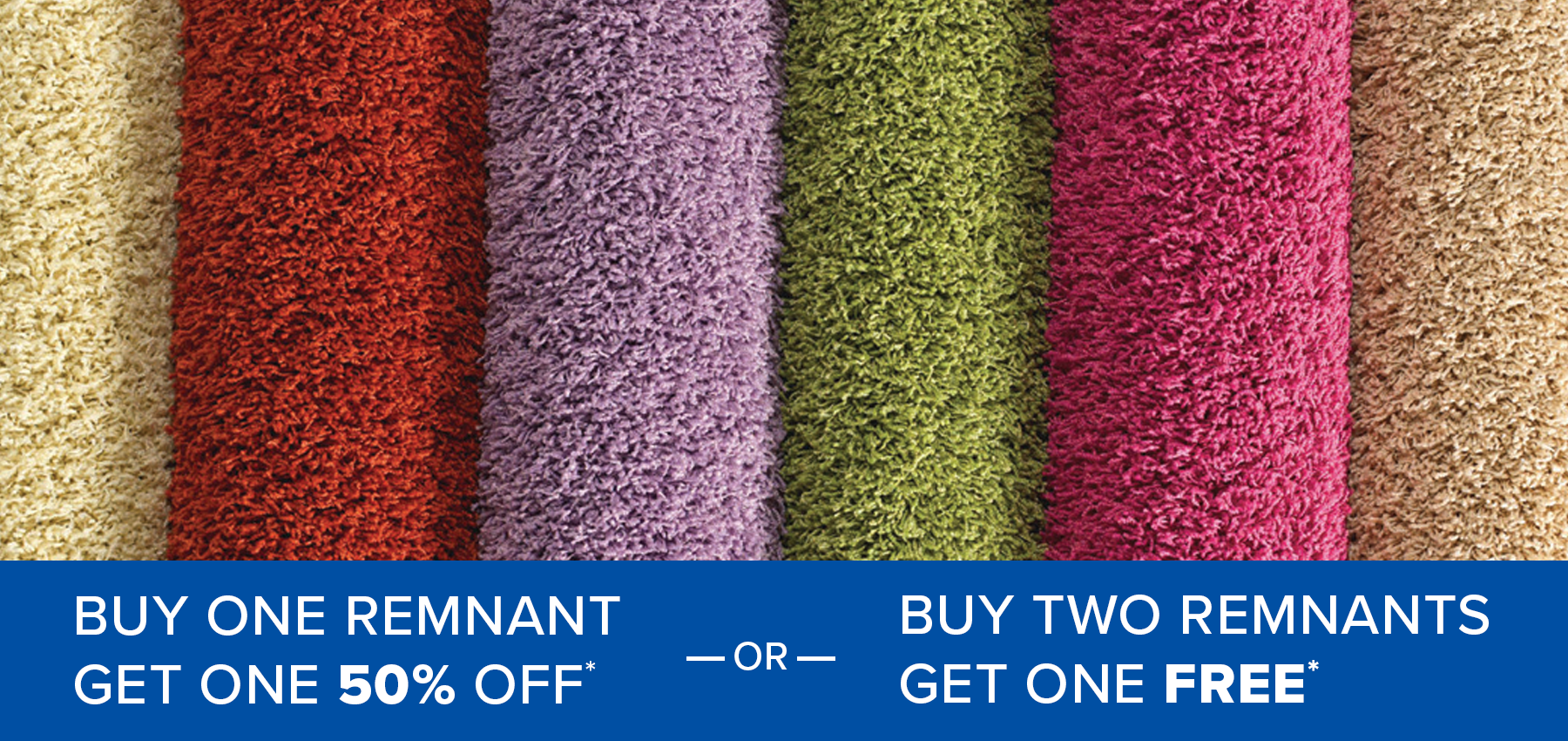 BOGO Carpet Remnants Offer Stripe