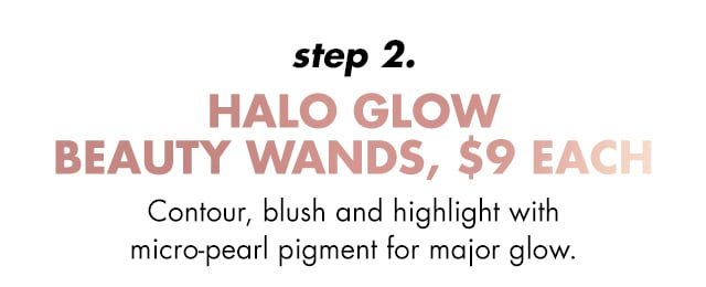 Step 2, contour, blush and highlight with micro-pearl pigment for major glow