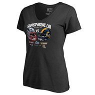 NFL Pro Line by Fanatics Branded Los Angeles Rams vs. New England Patriots Women's Black Super Bowl LIII Dueling Chair Route V-Neck T-Shirt