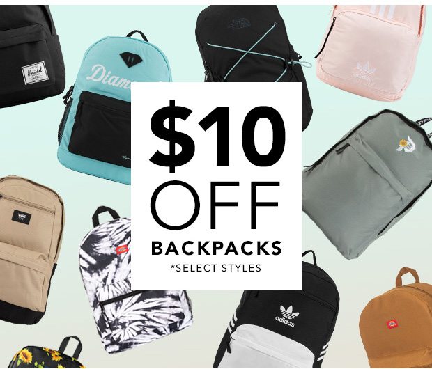 Shop Backpacks - $10 Off
