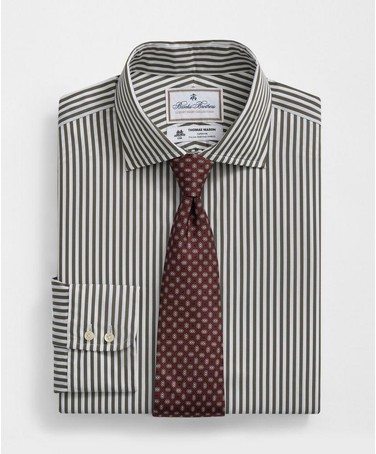 Brooks Brothers X Thomas Mason® Cotton English Collar, Striped Dress Shirt