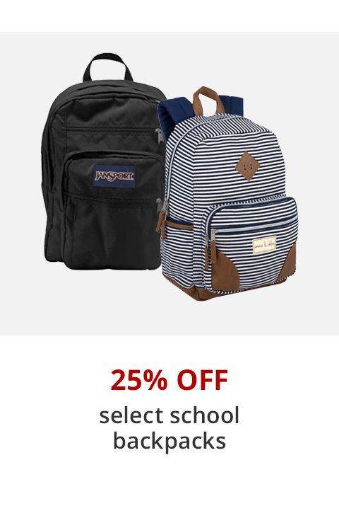 25% off school backpacks