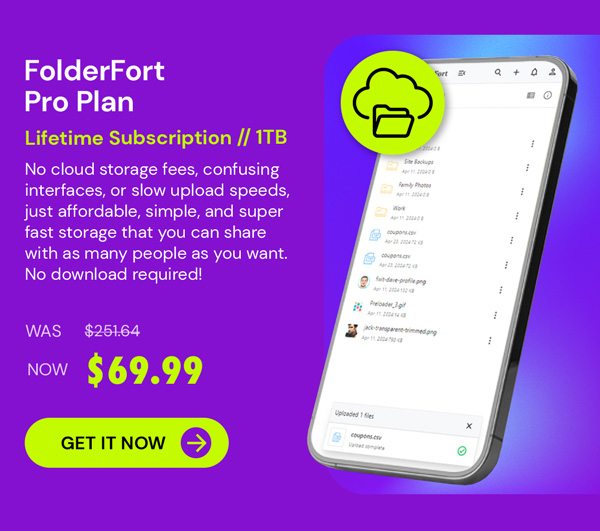 FolderFort 1TB Storage Pro Plan: Lifetime Subscription