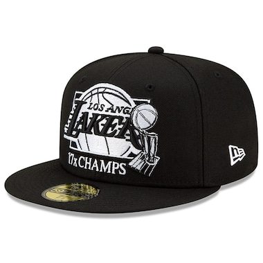 Los Angeles Lakers New Era 2020 NBA Finals Multi Champs Trophy 59FIFTY Fitted Hat – Black