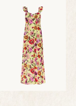Bethany floral midi dress in sustainable cotton yellow