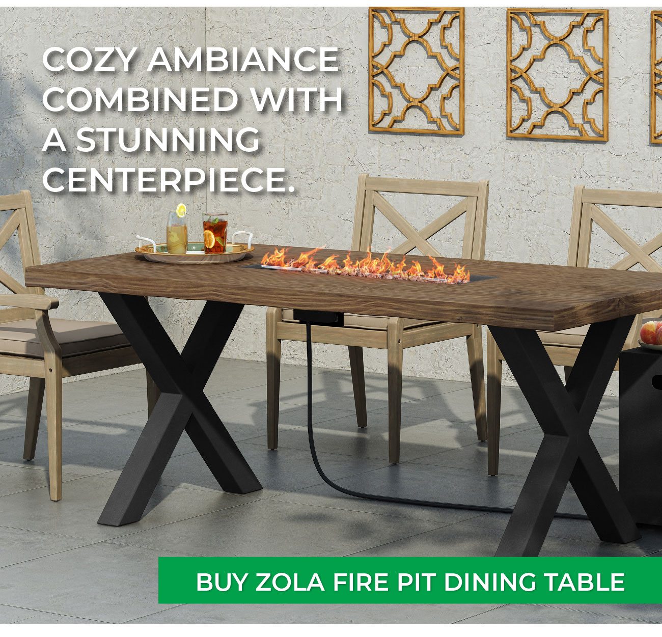 Zola Outdoor Fire Pit Dining Table