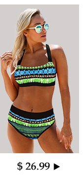 Tie Back Printed High Waist Bikini Set
