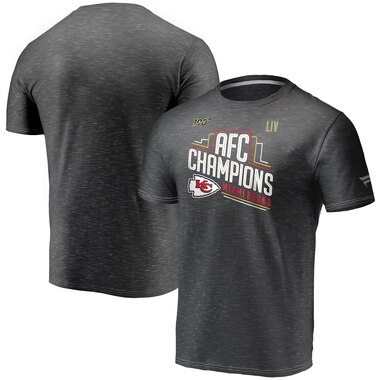 Kansas City Chiefs NFL Pro Line by Fanatics Branded 2019 AFC Champions Trophy Collection Locker Room T-Shirt – Heather Charcoal
