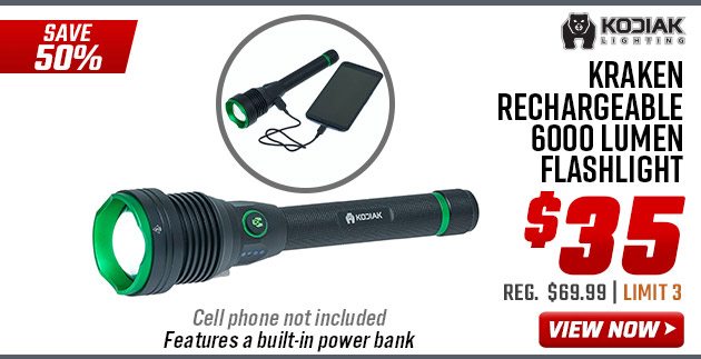 Kodiak Kraken Rechargeable 6000 Lumen Flashlight 