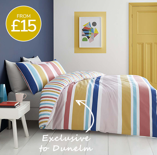 Catherine Lansfield Brighton Bright Stripe Duvet Cover and Pillowcase Set