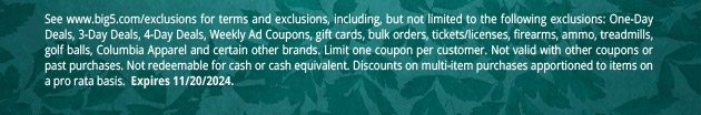 See www.big5.com/exclusions