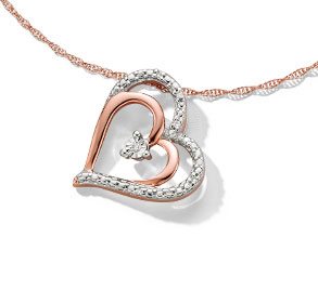 10K Rose Gold Diamond Heart Necklace