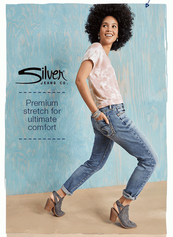 Silver Jeans Co. Premium Stretch for ultimate comfort. Vigoss. Signature details to love. Flying Monkey. Flattering on every body.