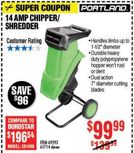 14 Amp 1-1/2 in. Capacity Chipper Shredder
