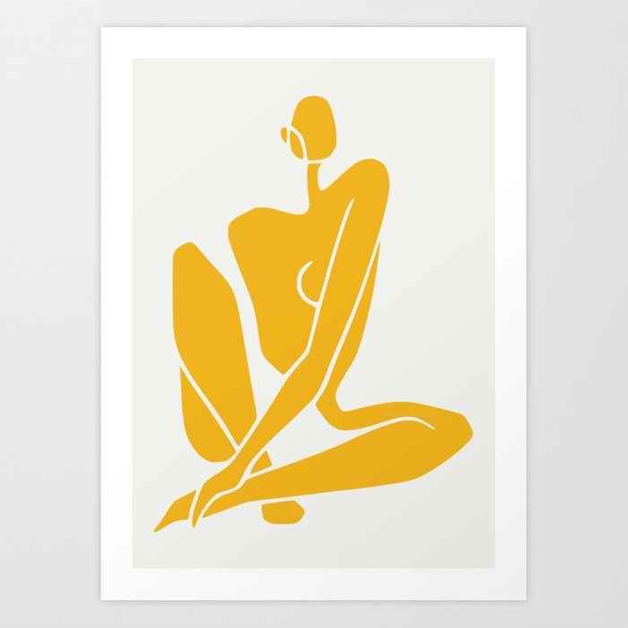 Sitting nude in yellow